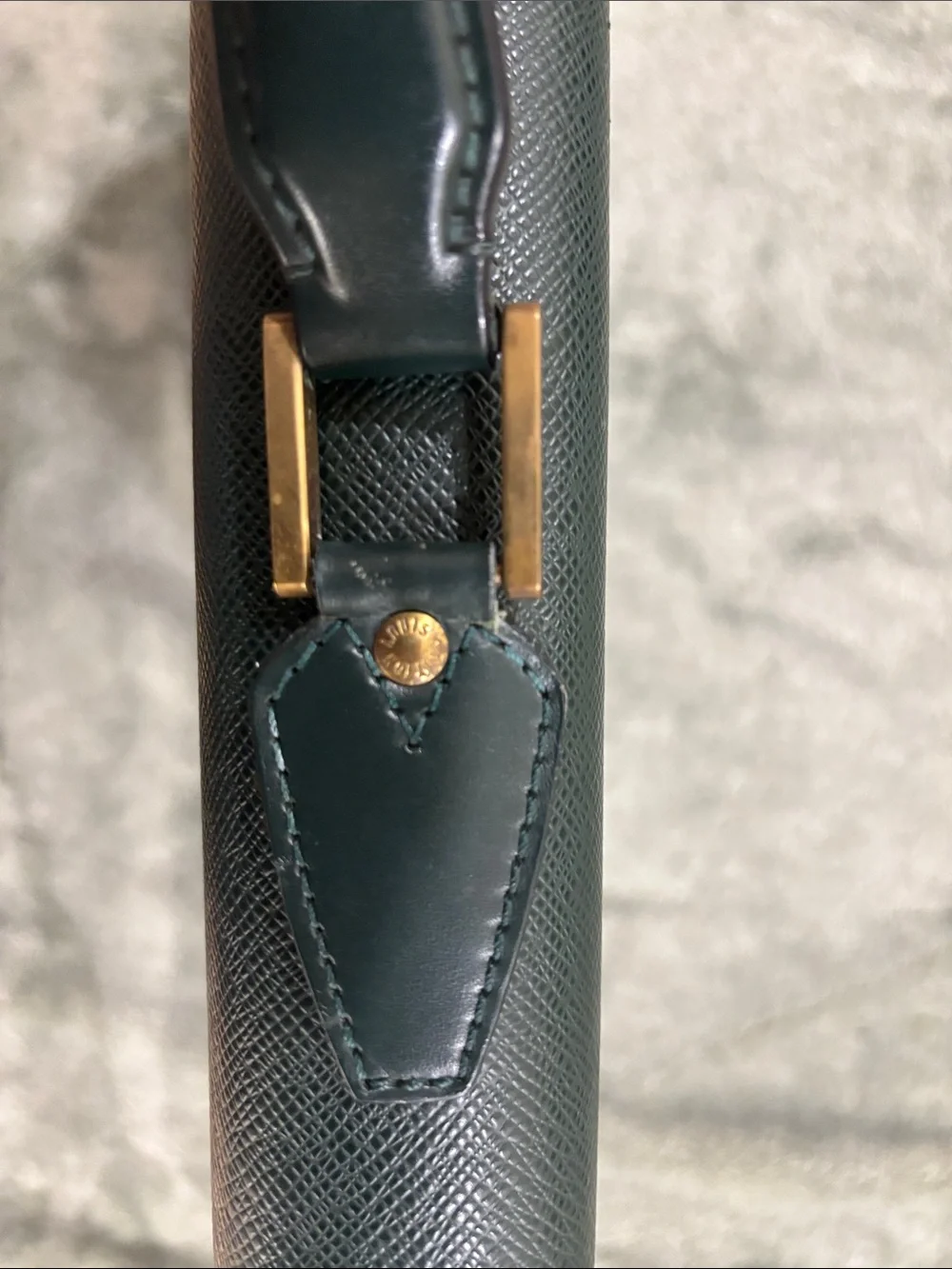 Louis Vuitton Dark Green Leather Briefcase with Gold Hardware